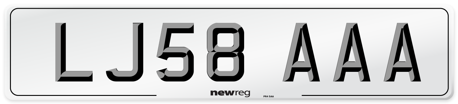 LJ58 AAA Number Plate from New Reg